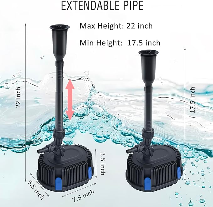 Pond Filter with Pump Fountain Kits, Submersible Pump Pond Fountain Koi Pond Filters for Outdoor Pond,3 Water Patterns Decoration Garden Pond Landscape,400GPH 110V Corded Electric