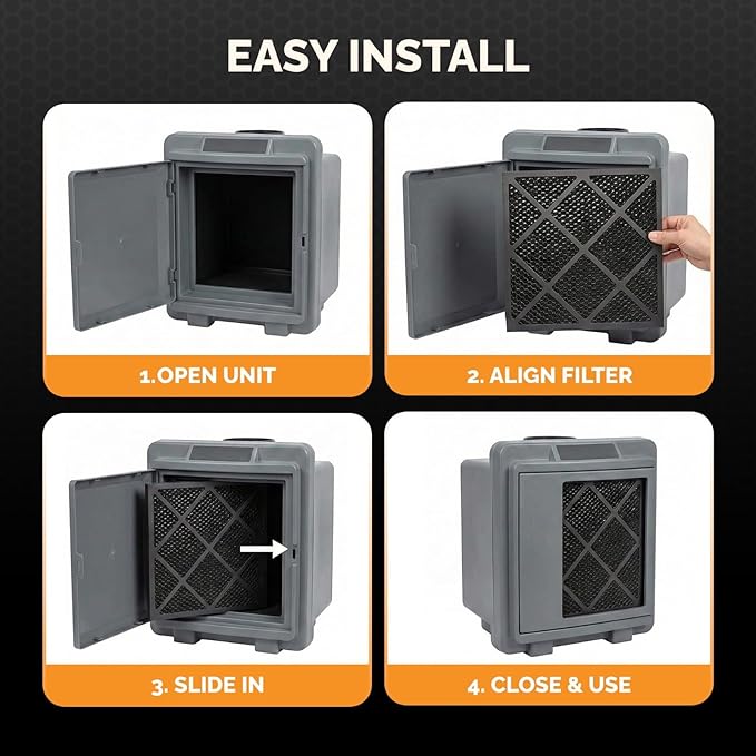 Tiger Tough Replacement Carbon Media Pad 18x18x1 – Mechanical Activated Carbon Filter Compatible with Industrial Air Scrubber Units