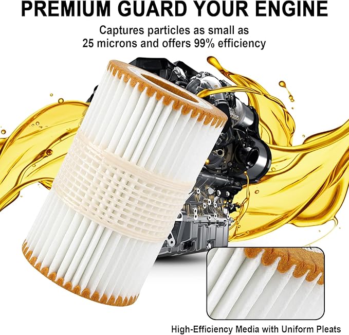 Premium Oil Filter, Compatible with Audi 2017-2019 Q7, 2016-2018 A6 Quattro, 2016 A6, 2016 A7, 2016-2018 A7 Quattro, 2015-2016 A8, 2016-2019 A8 Quattro