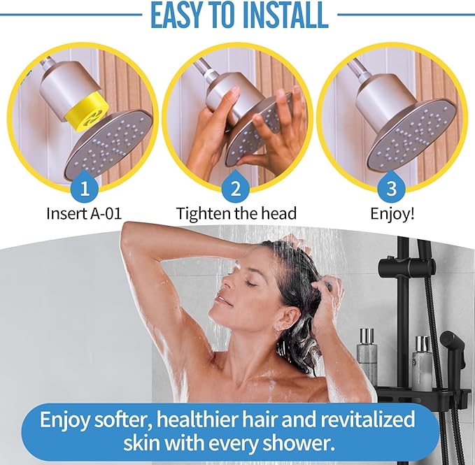 DerBlue 1PCS A-01 Multi-Stage shower head filter replacement Compatible with Afina Filtered Showerhead for Hard Water,Remove Chlorine and Other Impurities