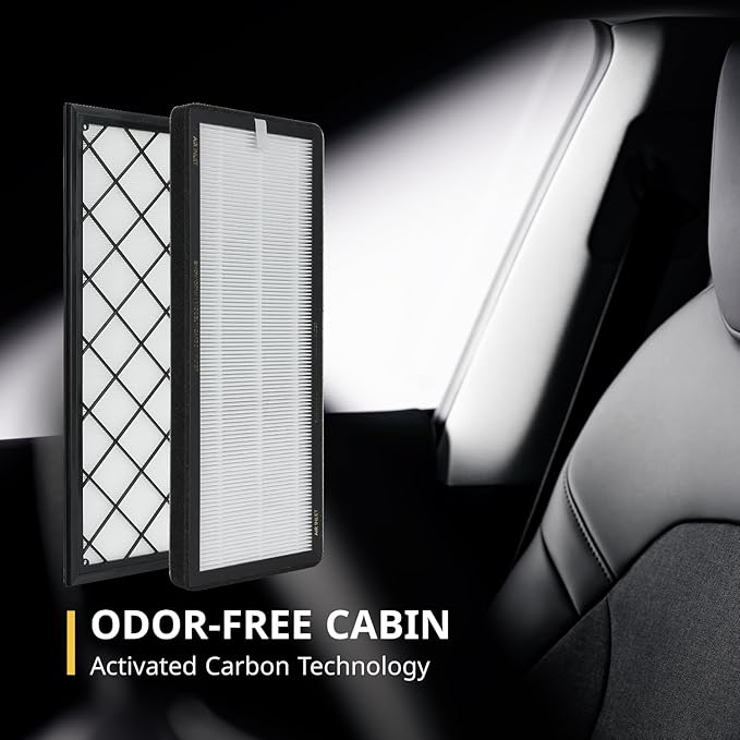 Tesla Model Y Front Trunk HEPA Carbon Air Filters Kit - (2x HEPA filters and 2x Carbon filters per package) - 4 packs per package with installation tools