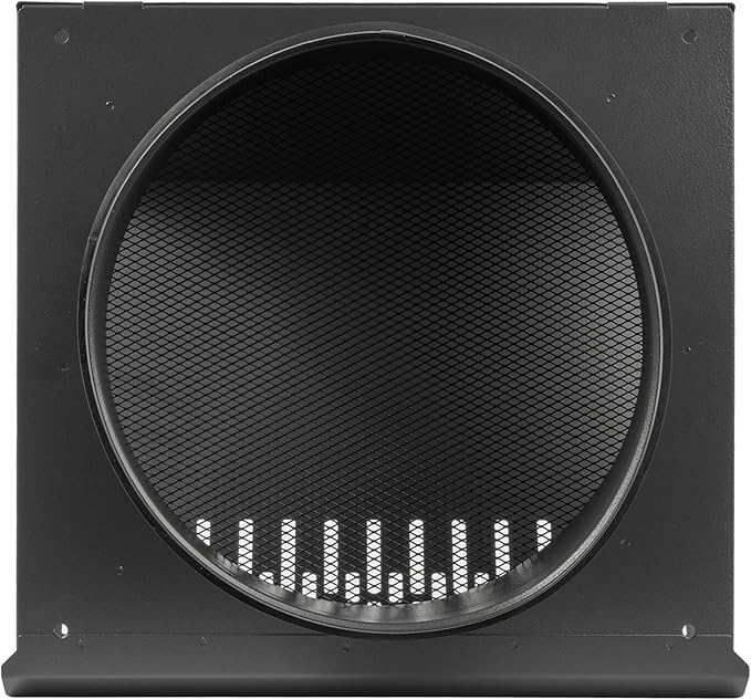 Vent Systems 10" Inch Supply Vent Cover with Rubber Gasket - Graphite Black Galvanized Steel - Robust and Weatherproof Outdoor Air Intake Box - Duct or Surface Mounting - Rain, Snow Protection