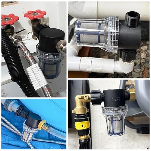 GIEX 60 Mesh Garden Hose Filter with Quick Connect, 3/4" GHT Thread Sediment Trap for Pool and Water Tank Pre-Filtration