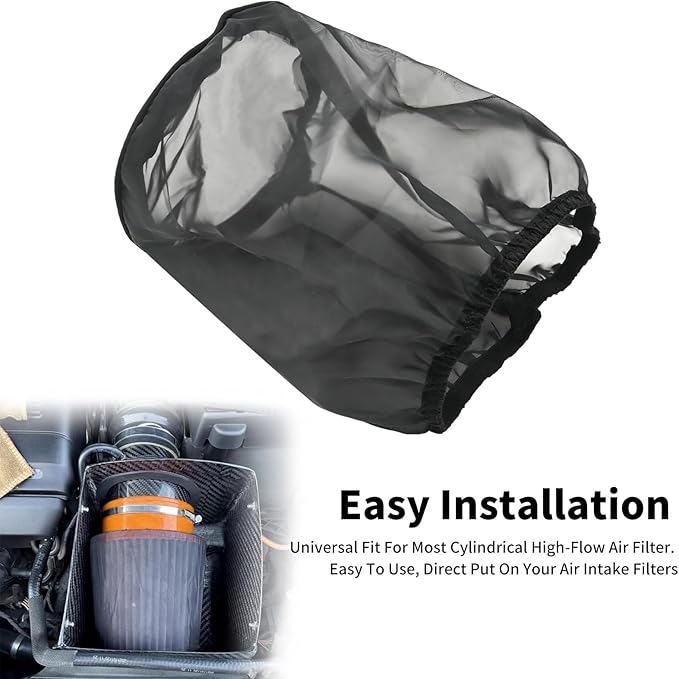 Air Filter Cover, Dustproof Wrap for Car Cold Air Intake Filter, Replacement for Harley Touring, Universal Fit for Air Intake Filters