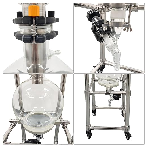 Glass Vacuum Filter Lab Vacuum Filtration Extraction Apparatus with 10L Brinell Funnel/10L Glass Flask Negative Pressure Stainless Steel Vacuum Filter Kit for Liquid Extraction