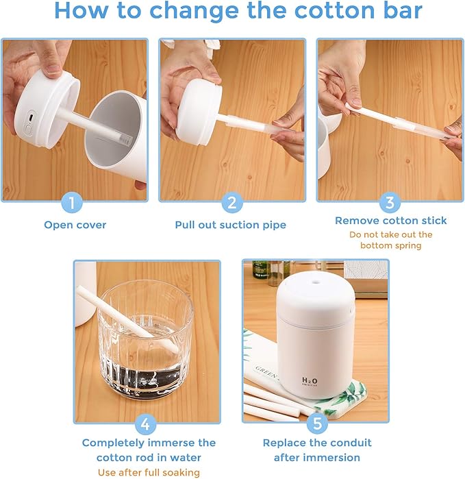 40 Pieces Humidifier Filter Cotton Refill Travel Mini Humidifier Filters Sticks Car Filters Replacement Parts for Portable Personal USB Powered Smart H20 in Office Bedroom(2.75 Inch)