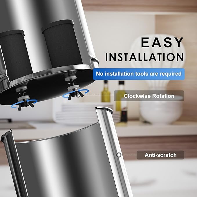 Thickened Black Purification Elements, Replacement for Berkey® BB9-2® & Gravity Water Filter System, High Adsorption Carbon Filters Compatible with ProOne® and Purewell Systems (2 Pack)