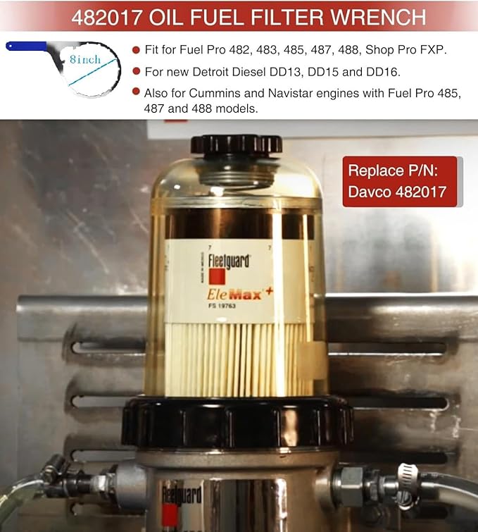 6 Inch & 8 Inch Colar/Vent Cap Fuel Filter Wrench for 380134 382 & 482 483 782 Compatible with Detroit Diesel Truck Engines Cummins Engines, Navistar Engines Diesel DD13, DD15 and DD16