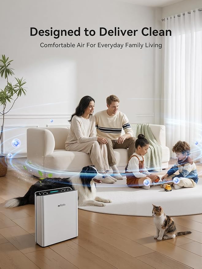 Afloia Air Purifier for Home Large Room Bedroom Up to 2000Ftยฒ with PM2.5 Air Quality Monitor Smart Auto Mode, Washable Pre Filter Cleaner for Pet, Europa 2.0