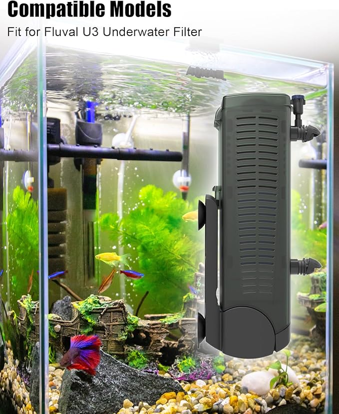 13Pcs Aquarium Filter Media Kit Fit for Fluval U3 Underwater Filter, Includes 4 Foam Pads, 4 Poly Carbon Media, 1 Ceramic Ring and 4 Mesh Bags for Freshwater & Saltwater Aquariums