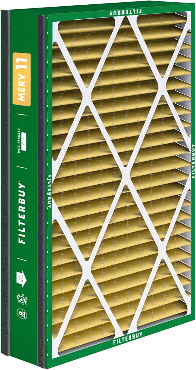 Filterbuy 16x25x5 Air Filter MERV 11 Superior Pet & Allergy Defense (3-Pack), Electrostatic Pleated HVAC AC Furnace Filters for Trion Air Bear 255649-105 and More (Actual Size: 15.63 x 24.13 x 4.88)