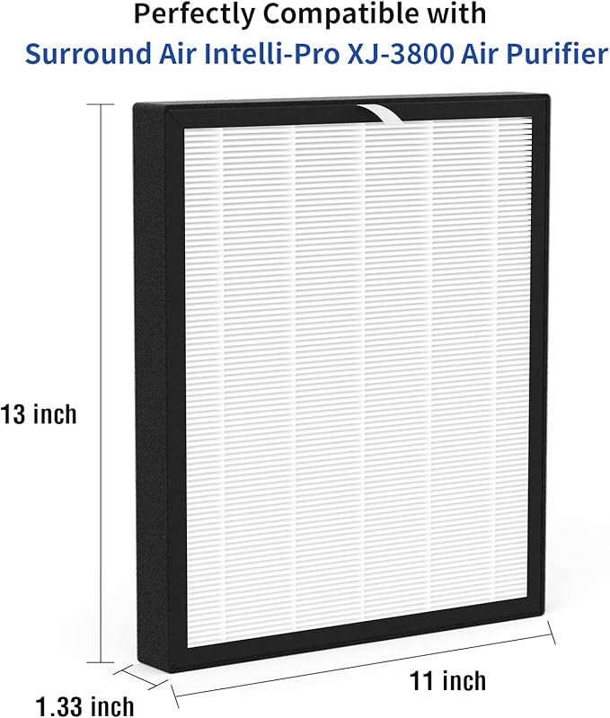 XJ-3800 Replacement Filter Compatible with Surround Air Intelli-Pro/Air Shield/Newport 9000/XJ-3800 Series Purifier(1 Pack)