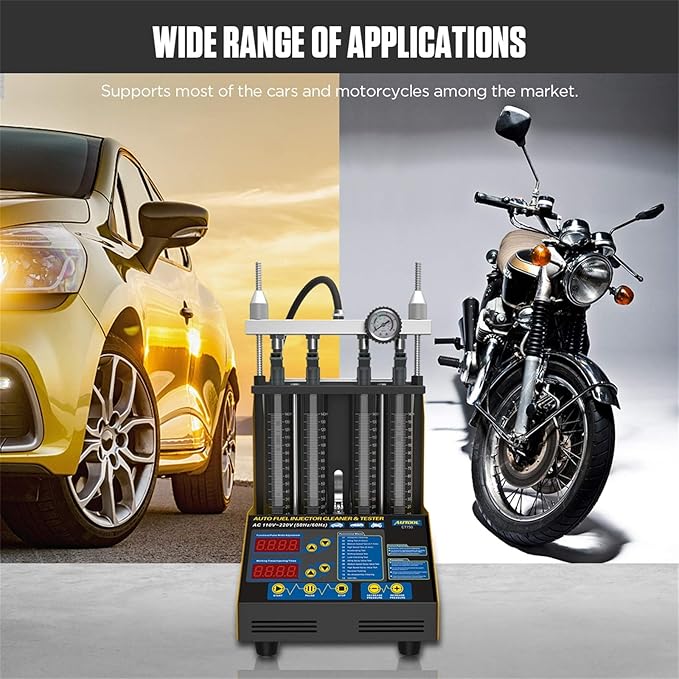 AUTOOL Ultrasonic Fuel Injector Cleaner Tester Support Petrol Motorcycle Automotive Fuel Cleaning