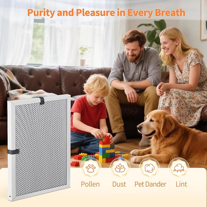 2-Pack 14x18x1 MERV 8 Reusable & Washable Electrostatic Air Filters - Long-Lasting Filter for HVAC, Furnace & Air Conditioner Units, Actual Size: 13-5/8” x 17-5/8” x 7/8”
