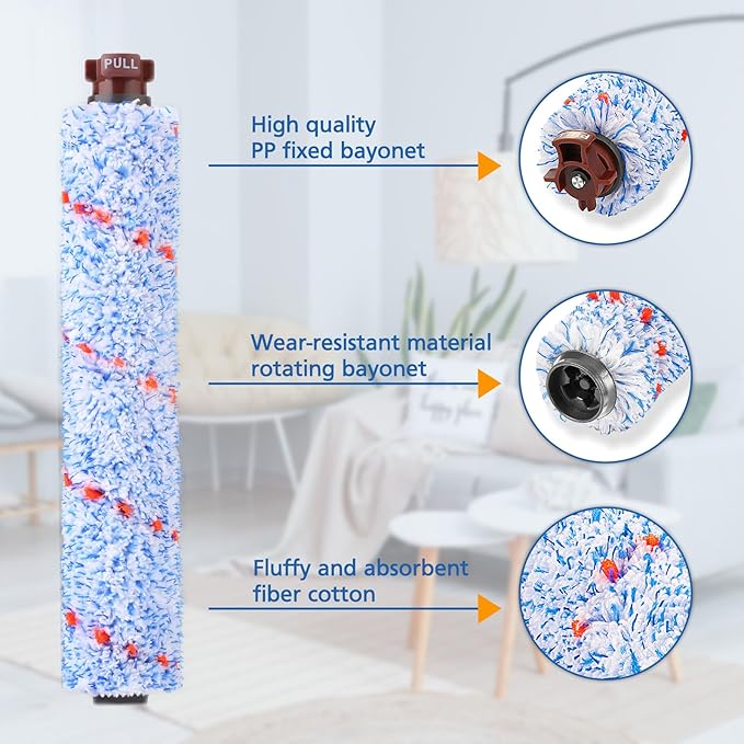 Brush Filter Replacement for Bissell CrossWave Floor and Area Rug Cleaner 3888A 2306A 1785 Serie, 2 Multi Surface Brush 1868 + 2 Filter 1866, Compare to Part 1608683,160-8683,1608684