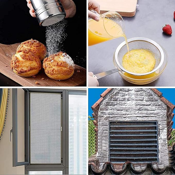 Stainless Steel Woven Wire Mesh 304 Stainless Steel Woven Wire, 80 Mesh Fly Mosquito Net, Fine Screen Mesh, Rodents Garden Insect Screen, for Vent, Filter, Window (Silver 1x9m)
