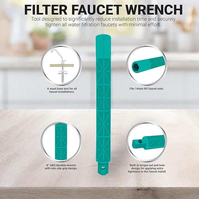 Metpure Non-airgap NSF Certified RO Faucet Reverse Osmosis Drinking Water Filtration System Water Dispenser Spout (Chrome). Vase Style with Faucet Wrench.