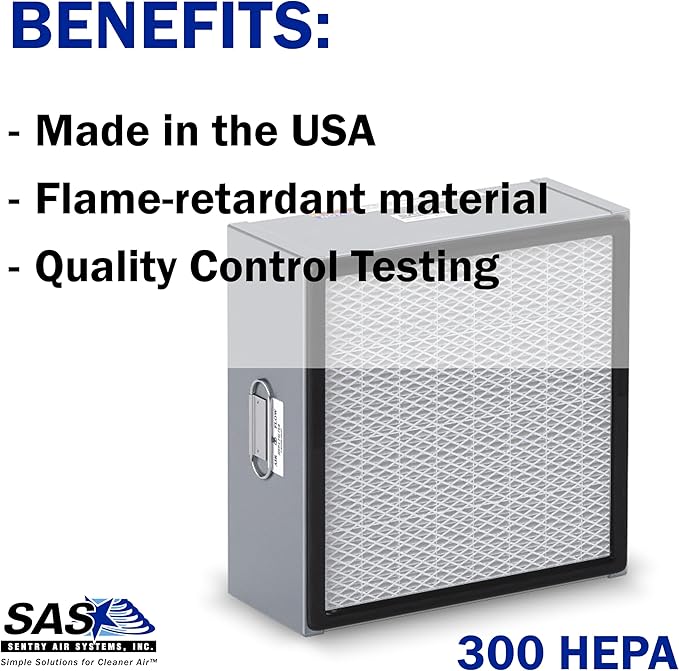 HEPA Filter for Model 300 Sentry Air Systems – MERV 17 Air Filter for Fume Extractors, Fume Hoods, Portable Clean Rooms, and Air Cleaners – 99.97% efficiency down to 0.3 microns