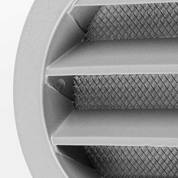 calimaero® WSGG 3" Inch Gray Round Metal Air Vent Grill Cover Flat Louver with Fly Screen Fits Only with Metal Ducts