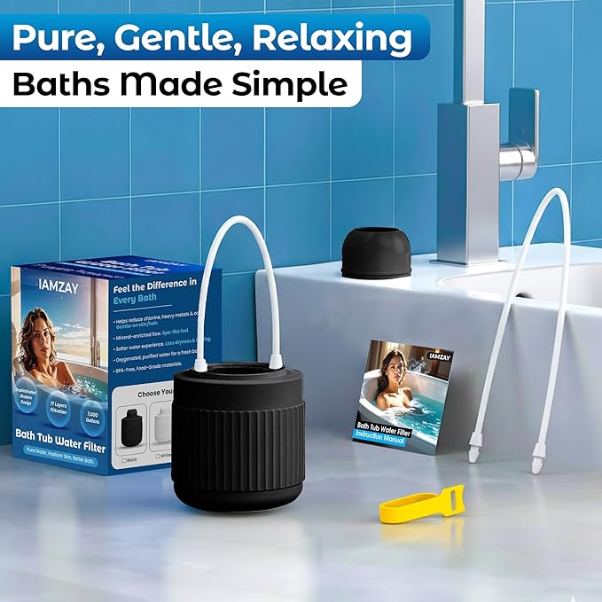 Engineered with an Advanced 17-STAGE System, This Bath Filter for Tub Includes Vitamin C & E + Minerals, Removes Chlorine & Softens Hair, Skin & Nails, 7000-Gallon Long-Life Cartridge | Patent Pending