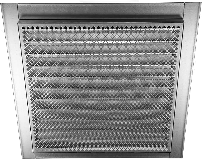 Repa Market 12" x 12" Inch (Inner Dimensions) Galvanized Steel Soffit Air Vent Cover - Louvered Square Gable Vent with Mesh Screen - Exhaust/Intake Ventilation Grill - Outdoor Metal Duct Grate