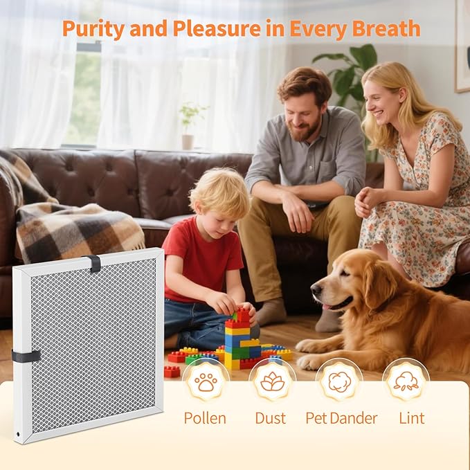 2-Pack 14x14x1 MERV 8 Reusable & Washable Electrostatic Air Filters - Long-Lasting Filter for HVAC, Furnace & Air Conditioner Units, Actual Size: 13-5/8” x 13-5/8” x 7/8”