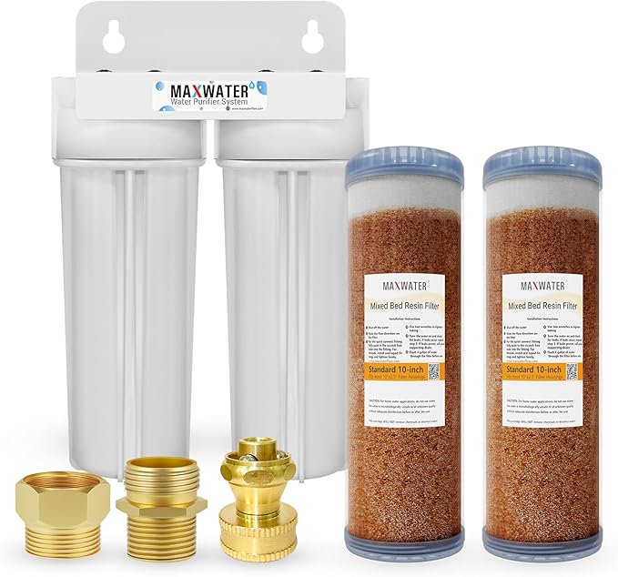 Max Water 2 Stage Deionized Spot - Free Car Rinse Unit, Premium Water Deionizer for Car Washing - Spotless Car, RV and Motorcycle Wash System - 3/4" Inlet/Outlet
