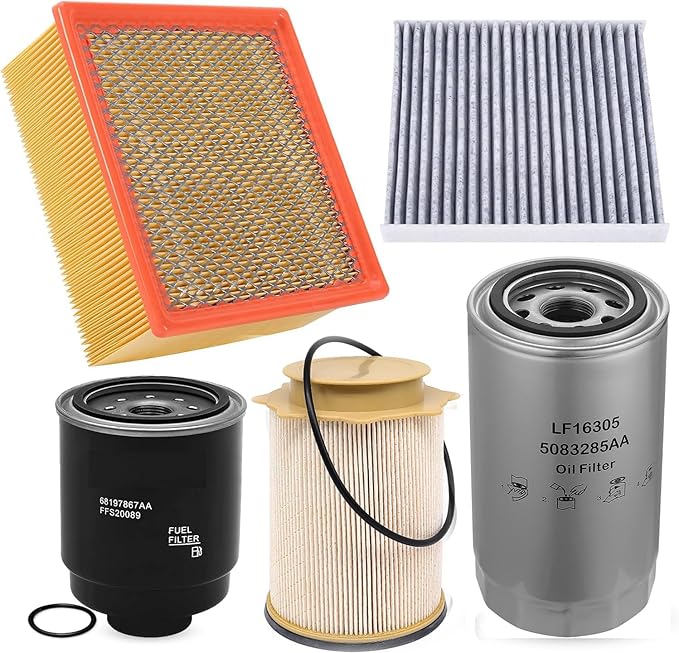 6.7 Cummins Diesel Filters Kit Compatible with 2013-2018 Ram 2500 3500 4500 5500 6.7L Cummins Diesel Oil Fue Engine Cabin Air Separator Filtration 5083285AA 53034051AB 68406048AA 68157291AA 68197867AA