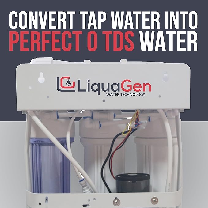 LiquaGen - Light Commercial Grade RO/DI Water Filter System | Reverse Osmosis and Deionization RO/DI | Booster Pump with TDS Meter | 20 Gallon Tank - 400GPD