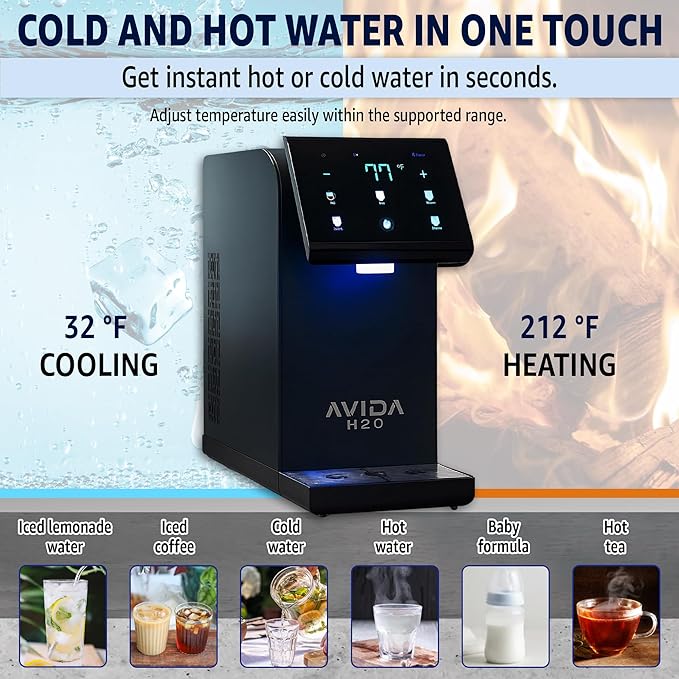 Ultra Instant Hot & Cold Water Dispenser - Bottleless Water Dispenser Countertop, Full Installation Kit, Quiet Multi-Stage Filtration + UV Sterilization - Black