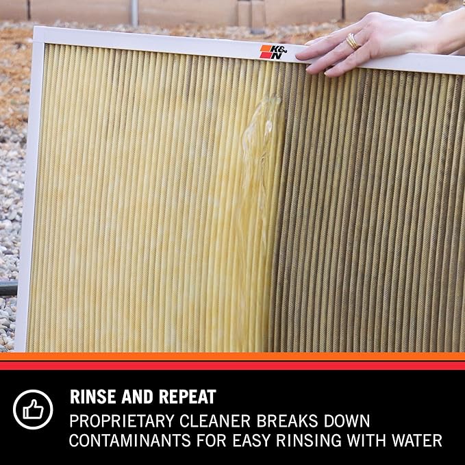 K&N HVAC Filter Cleaner: 32 Oz Spray Bottle Filter Cleaner and Refresher; Restores Home Air-Filter Performance; 99-6010,(Pack of 2)
