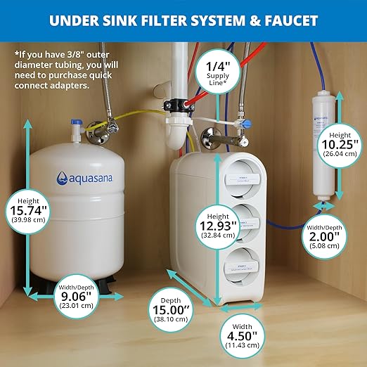 Aquasana SmartFlowยฎ Reverse Osmosis Water Filter | RO Under Sink System | WQA Certified up to 99.99% of 90 contaminants Including Fluoride, PFAS, Arsenic, Lead, and Chlorine | Brushed Nickel Faucet
