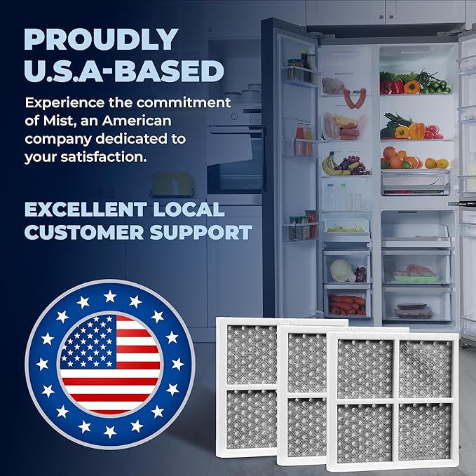 Mist Fresh Refrigerator Air Filter Replacement for L120F, LG ThinQ Fresh Air Filter, Kenmore Elite 469918, 6 Month Replacement, 3 pack
