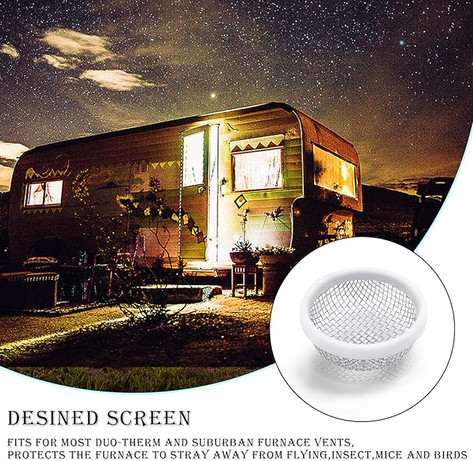SVNR Stainless Steel Mesh Bug Screen for RV/Campers/Trailers - Furnace Vent Cover Screens - Included Installation Tool (2 Pack)