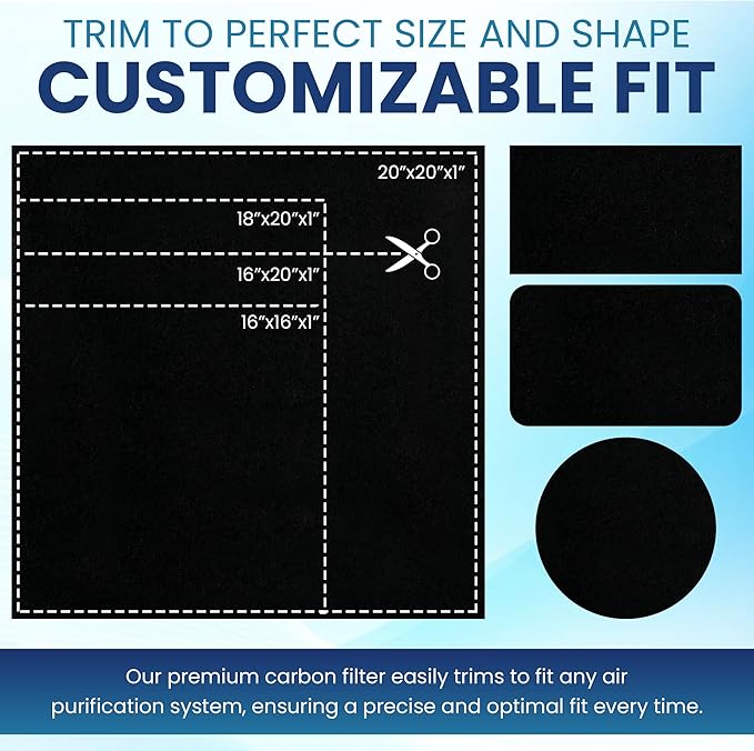 Activated Carbon Filter Media Roll - 31" x 100' x 1/4" Thick, Odor Control, Cut to Size, Filter Range Hood, AC Filter Material, Durable Carbon Filters, Made in USA