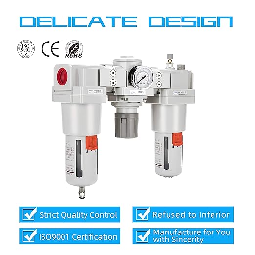 NANPU 1" NPT Air Filter, Regulator & Lubricator (FRL) Combo - Water/Oil Trap Separator - Pressure Gauge(0-150 psi), 5 Micron Brass Element, Semi-Auto Drain, Poly Bowl, Metal Bracket