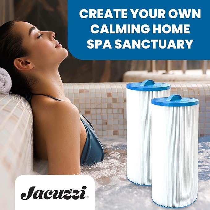Jacuzzi ProClear II 60 Sq Ft Replacement Filter Cartridge 6000-383AJ2, Fits 2002+ J-300 Series Hot Tubs - Hydro Filter with Twist-Off Cap, Premium Spa Water Filtration for Clean, Clear Waters - 2 Pack