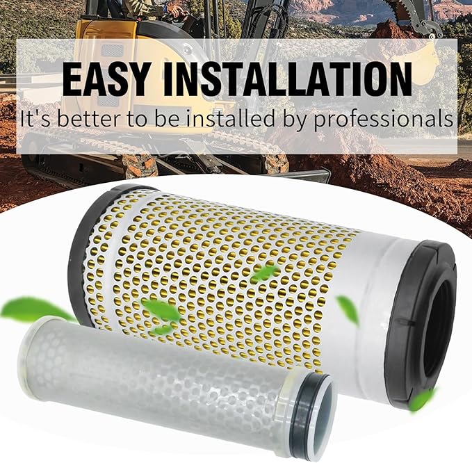 WA10890 Air Filter Replacement for Yanmar Excavators VIO50-6A Replacement for John Deere Excavators 30G 35G 50G Replacement for Kubota Loaders R430, Replaces WA10854