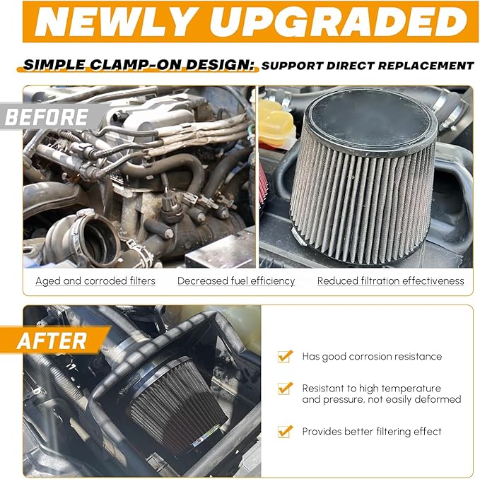 PTNHZ Universal Carbon Fiber 2.5" 63mm High Flow Cold Air Intake Cone Air Filter Power Intake Air Inlet System Air Cleaner