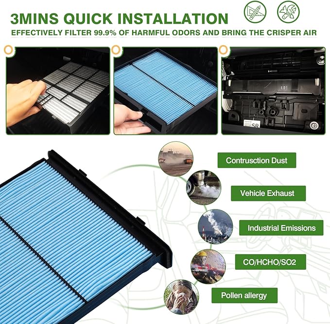Cabin Air Filter and Engine Air Filter Fit for Subaru Forester 2.5L 2026 2025 2024 2023 2022 2021 2020 2019 Activated Carbon Cabin Filter Replacement 72880-FL000 16546AA16A Accessories