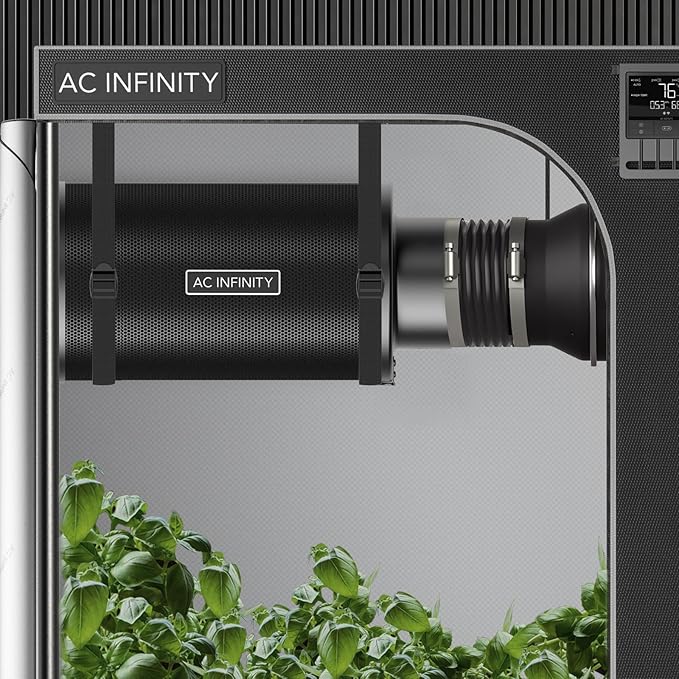 AC Infinity Refillable Carbon Filter Kit 8” with Additional Refill, Odor Removal Air Scrubber For 8" Inline Fan and Ducting, Reusable Charcoal Filter for Grow Tent Grow Room Hydroponics