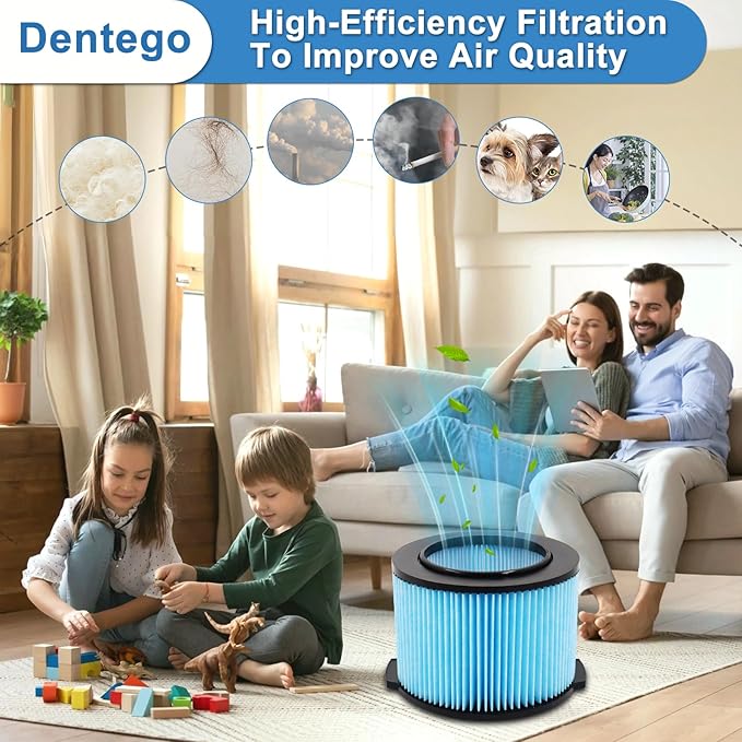 4 Pack VF3500 Replacement Filter for Shop Vacuum 3-4.5 Gallon Wet Dry Vacuums, 3-Layer Filters for WD4050, WD3050, WD4080, WD4522, 4000RV, 4500RV