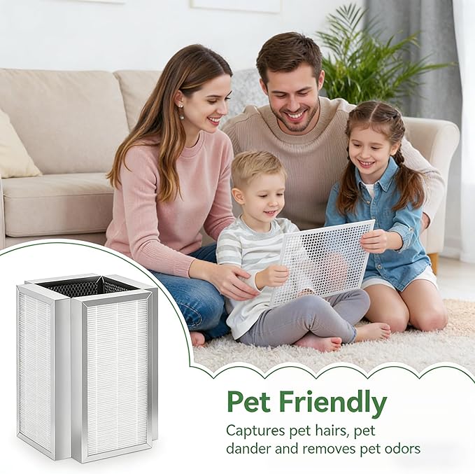 M50 Premium H13 True Hepa Filter Replacement Compatible with Air Purifer Model 50, 3-Stage Filtration System, Pre-Filter, True HEPA H13, and Activated Carbon,2 Pack