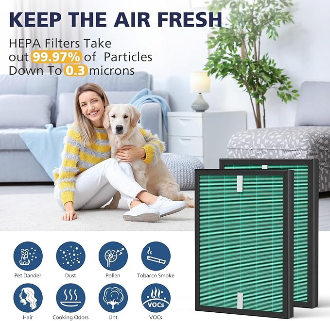 2 Sets 150 Filter Replacement for Coway Airmega 150(W) 150(K) Air Purifier, 2 X HEPA and 8 X Active Carbon Filter, AP-1019C-FP
