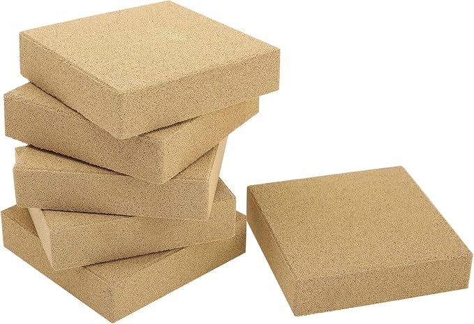 RealPlus Aquarium Filter Media Bio Ceramic Brick Bio Filter Media for Marine and Freshwater Aquarium Canister Filter Pond Fish Tank, 6 Pack (4" x 4" x 1")