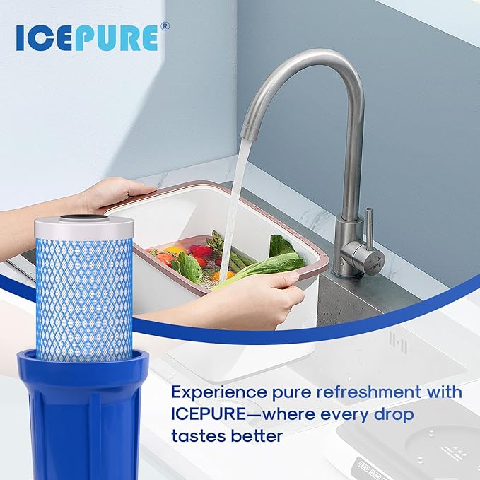 ICEPURE 5 Micron 20" x 4.5" Whole House Upgraded Activated Carbon Water Filter, 20-Inch Enhanced Lead Removal Water Filter Cartridge, Compatible with FC25B, EPM-20BB, CB-BB-20, CTO20BB-CQB, 1 PACK