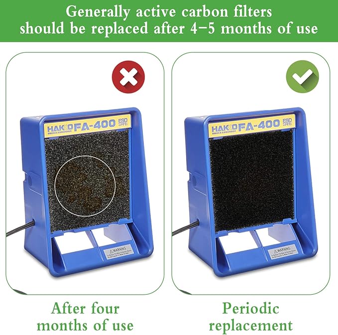 10 Pack Smoke Fume Absorber Filter, Activated Carbon Solder Fume Extractor Filters Solder Extractor Filter for Hakko/Xytronic/Aoyue Smoke Absorber (5 1/8” 5 1/8” 3/8”)