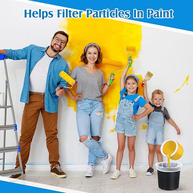 Boao 120 Pieces Paint Strainer Bags White Fine Mesh Filters Bag Bucket Elastic Opening Strainer Bags Hydroponic Paint Filter Bag for Paint Gardening (1 Gallon)