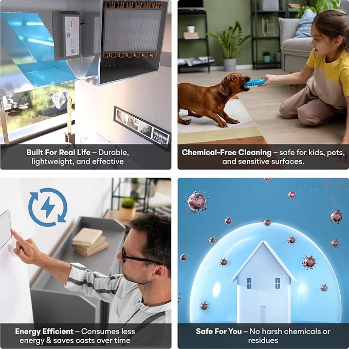BioShieldUVยฎ 18W HVAC UV Light Air Purifier Light Bulb - No Drill Magnetic HVAC Air Treatment System Powered by 120V Wall Outlet, Air Filter Lamp for Air Conditioner, UVC for AC