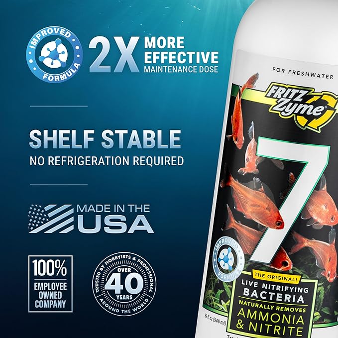 Fritz Aquatics FritzZyme 7 Live Nitrifying Bacteria Naturally Removes Amonia & Nitrite for Freshwater Fish (32-Ounce)